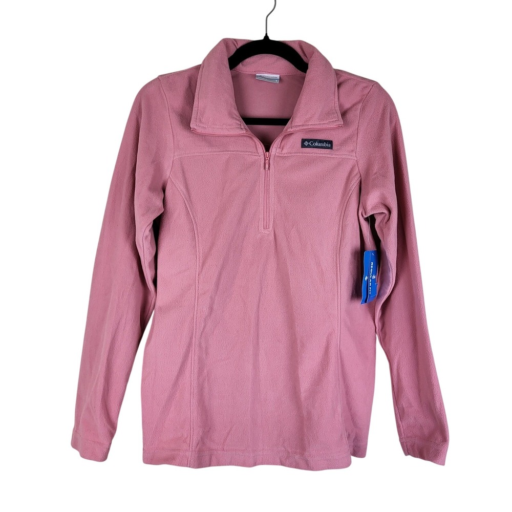 Columbia Womens Pink Quarter Zip Fleece Pullover Regular Fit Sweater Small
